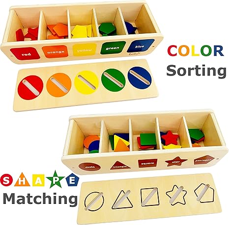 Dailyfunn Montessori Toys Color&Shape Sorting Learning Matching Box for Baby Toddlers