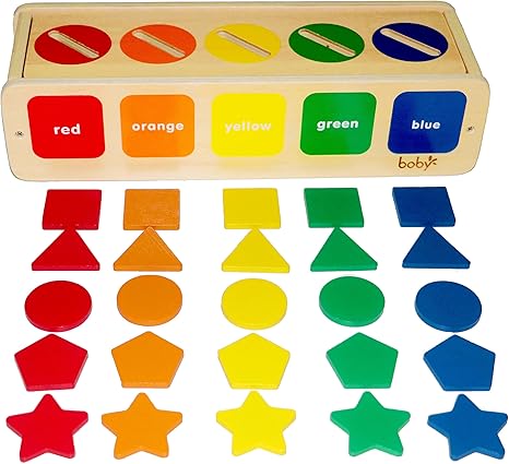 Dailyfunn Montessori Toys Color&Shape Sorting Learning Matching Box for Baby Toddlers