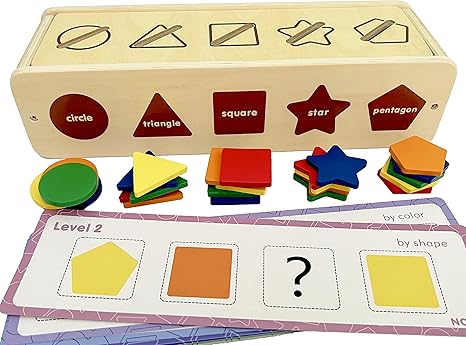 Dailyfunn Montessori Toys Color&Shape Sorting Learning Matching Box for Baby Toddlers
