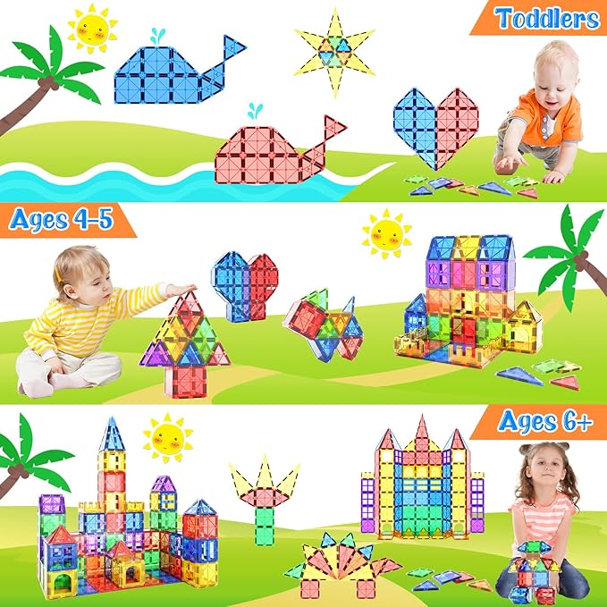 Magnetic Tiles Kids Toys STEM Magnet Toy for Toddler Magnetic Blocks Building Preschool Learning Sensory Montessori Toys 